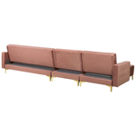 Modulsofa Samtstoff Schlaffunktion rosa rechtsseitig ABERDEEN