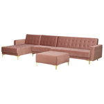 Modulsofa Samtstoff Schlaffunktion rosa rechtsseitig Ottomane ABERDEEN