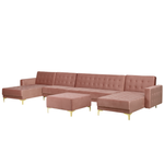 Wohnlandschaft Samtstoff rosa mit Ottomane ABERDEEN