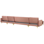 Wohnlandschaft Samtstoff rosa mit Ottomane ABERDEEN