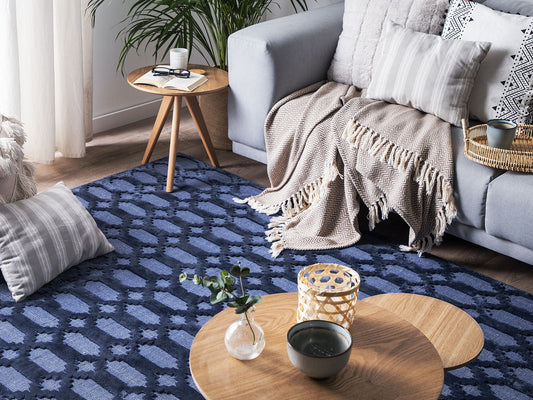 Teppich marineblau 140 x 200 cm Kurzflor CIZRE