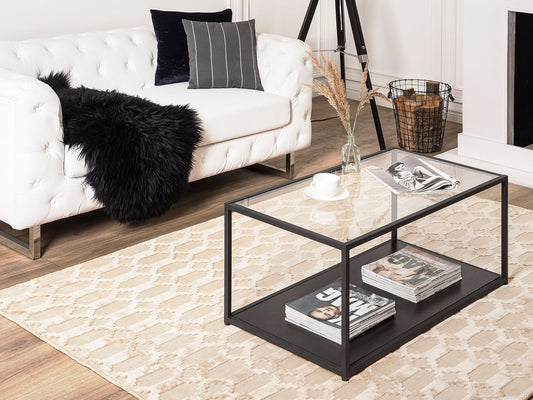 Teppich beige 140 x 200 cm Kurzflor CIZRE