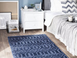 Teppich marineblau 80 x 150 cm geometrisches Muster Kurzflor ADATEPE