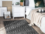 Teppich dunkelgrau 80 x 150 cm geometrisches Muster Kurzflor ADATEPE