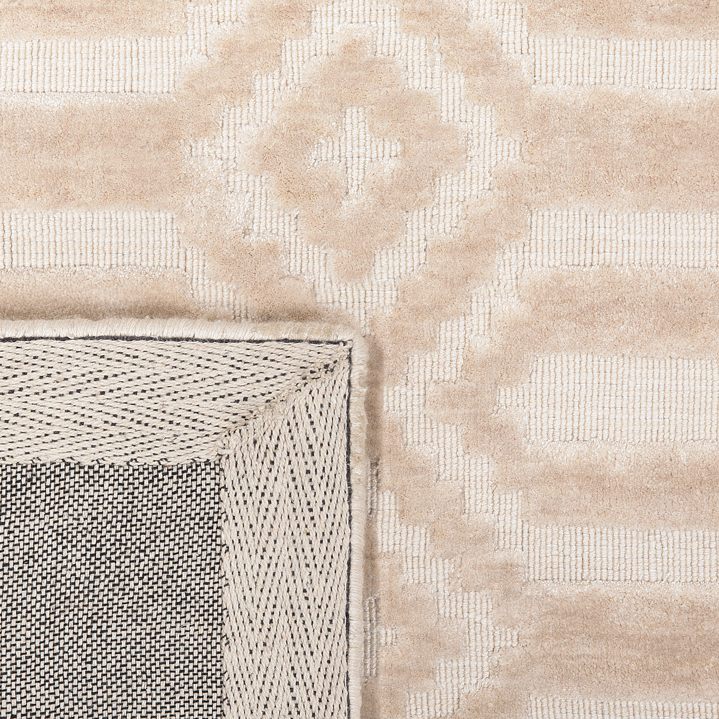 Teppich beige 160 x 230 cm geometrisches Muster Kurzflor ADATEPE