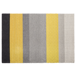 Teppich Wolle grau / gelb 160 x 220 cm Streifenmuster Kurzflor AKKAYA