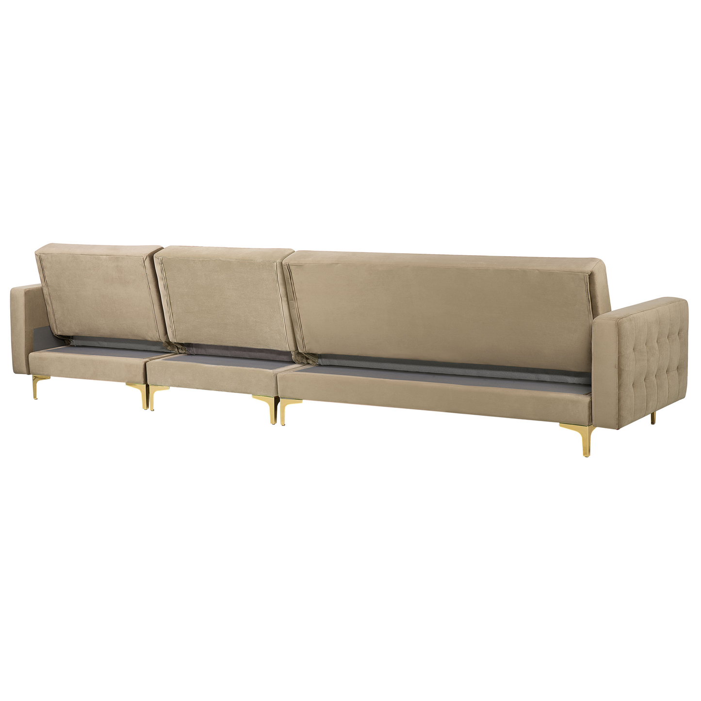 Modulsofa Samtstoff Schlaffunktion sandbeige linksseitig ABERDEEN