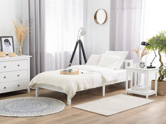 Bett mit Lattenrost Kiefernholz FLORAC 90 x 200 cm Weiss