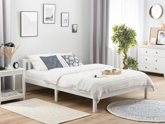 Bett mit Lattenrost Kiefernholz FLORAC 160 x 200 cm Weiss