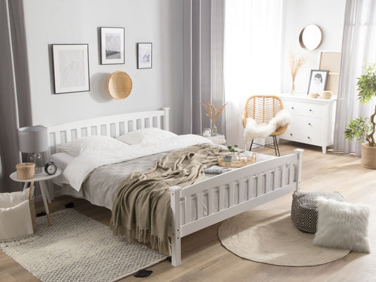 Bett mit Lattenrost Kiefernholz GIVERNY 160 x 200 cm Weiss