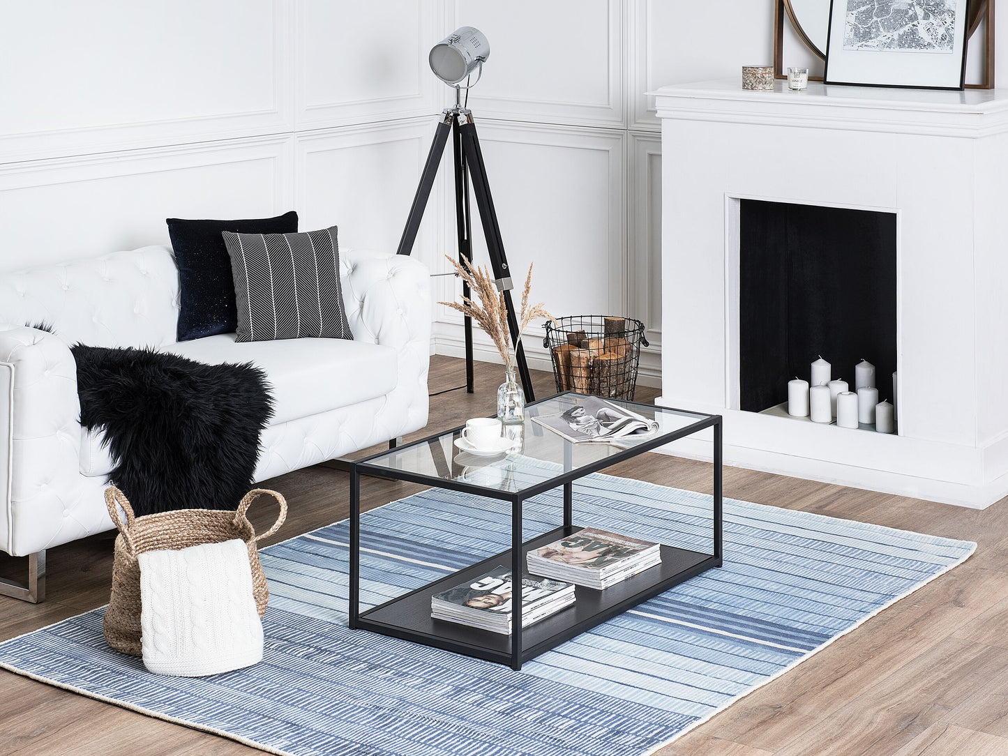 Teppich hellblau 160 x 230 cm Kurzflor YARDERE