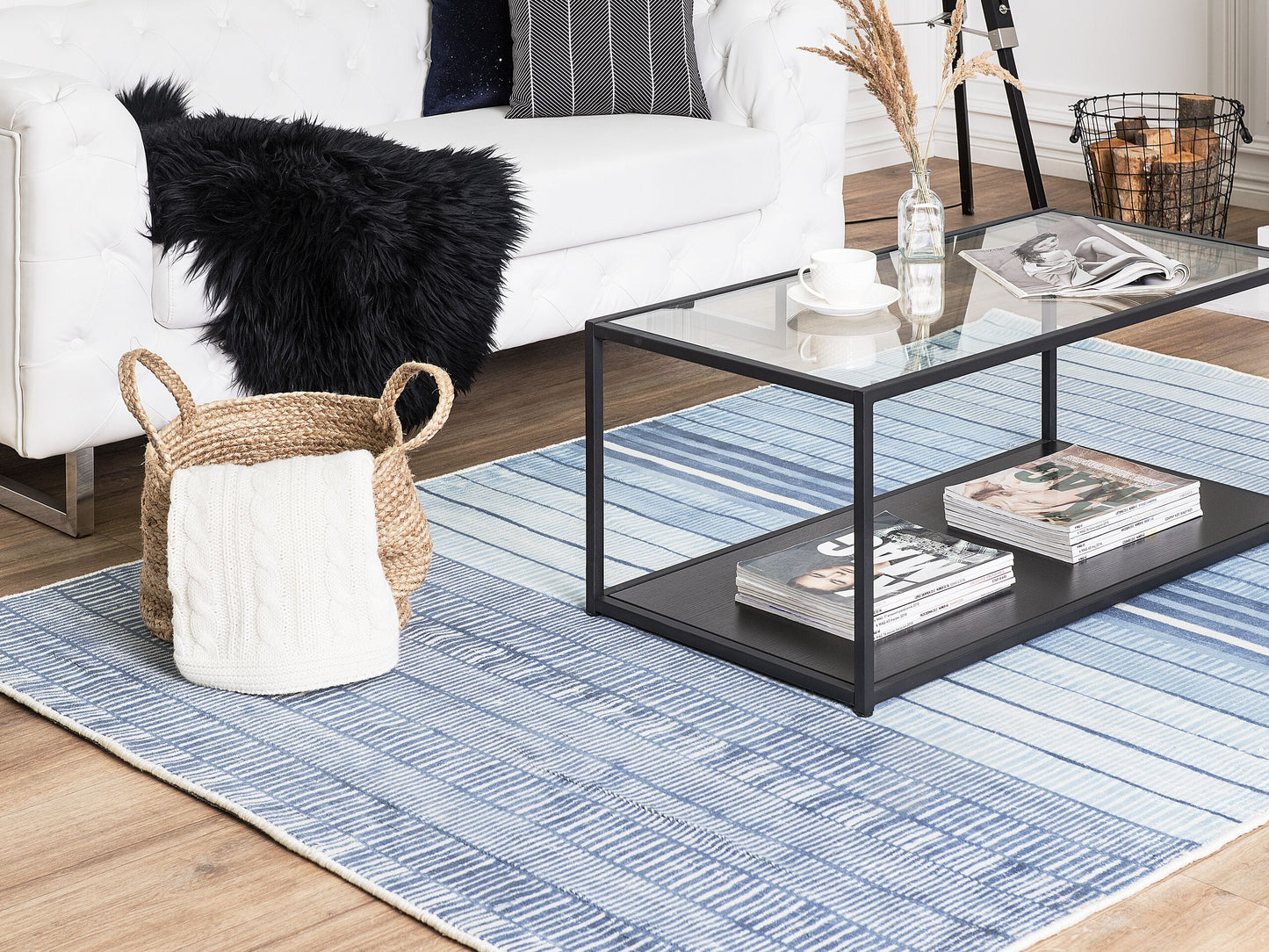 Teppich hellblau 140 x 200 cm Kurzflor YARDERE