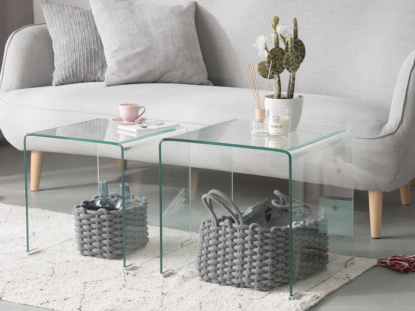 Beistelltisch 2er Set Glas transparent rechteckig KENDALL