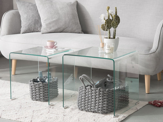 Beistelltisch 2er Set Glas transparent rechteckig KENDALL