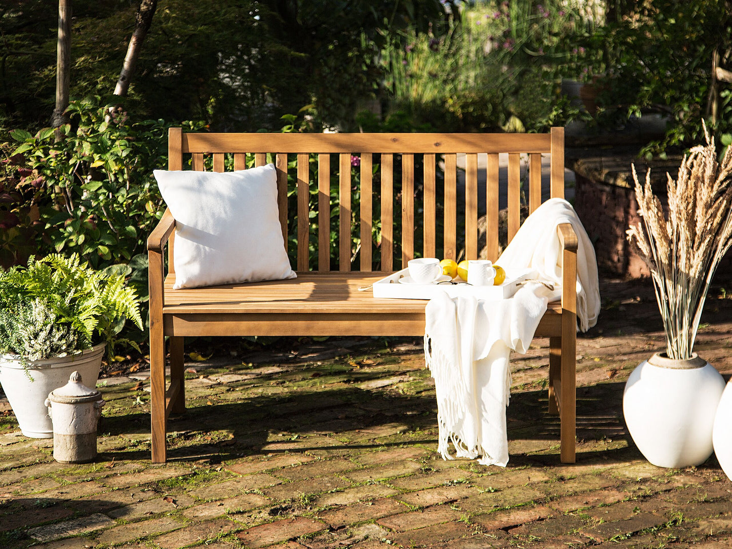 Gartenbank VIVARA 120 cm zertifiziertes Akazienholz Hellbraun