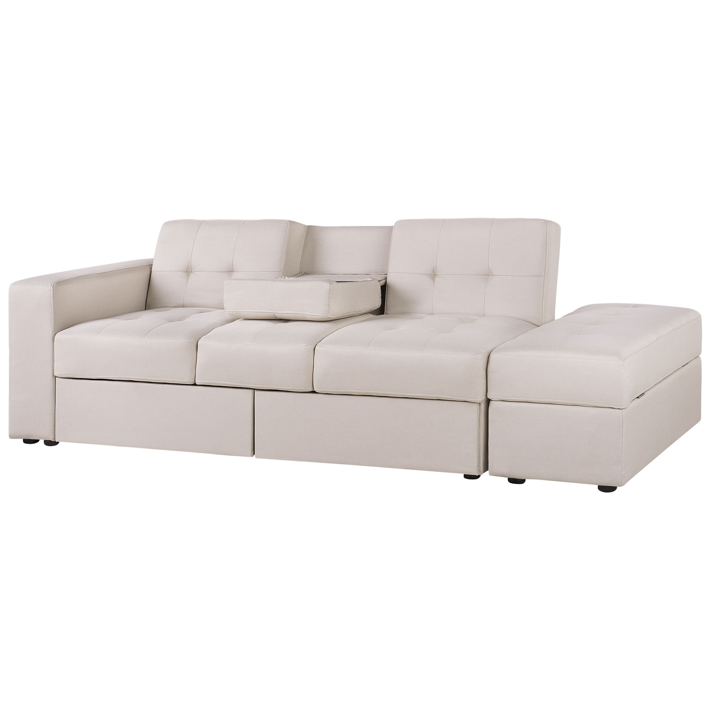 3-Sitzer Schlafsofa beige mit Stauraum Ottomane FALSTER