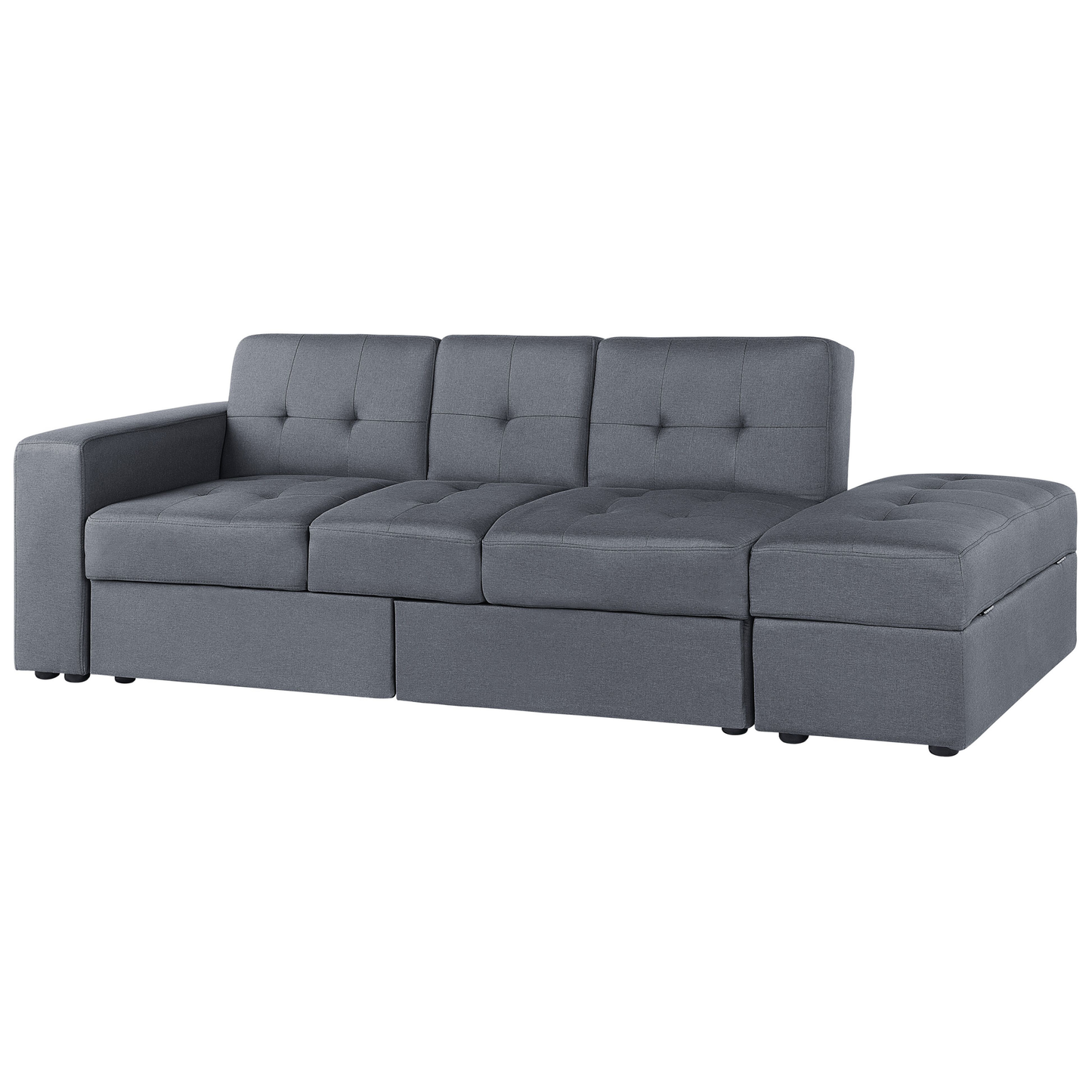 3-Sitzer Schlafsofa dunkelgrau mit Stauraum Ottomane FALSTER