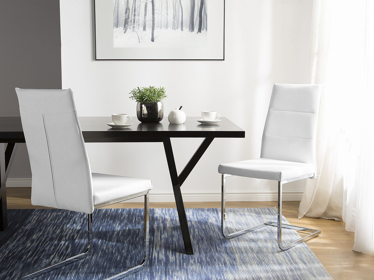 Esszimmerstuhl 2er Set ROCKFORD Kunstleder Weiss