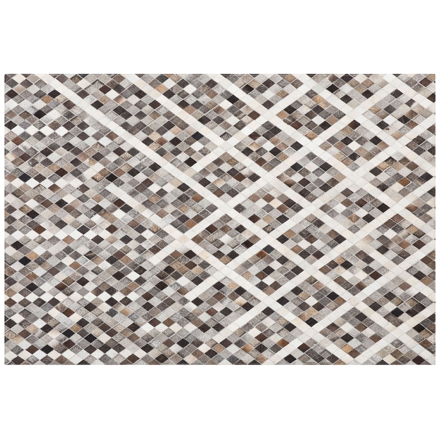 Teppich Kuhfell grau-braun 160 x 230 cm Patchwork Kurzflor AKDERE