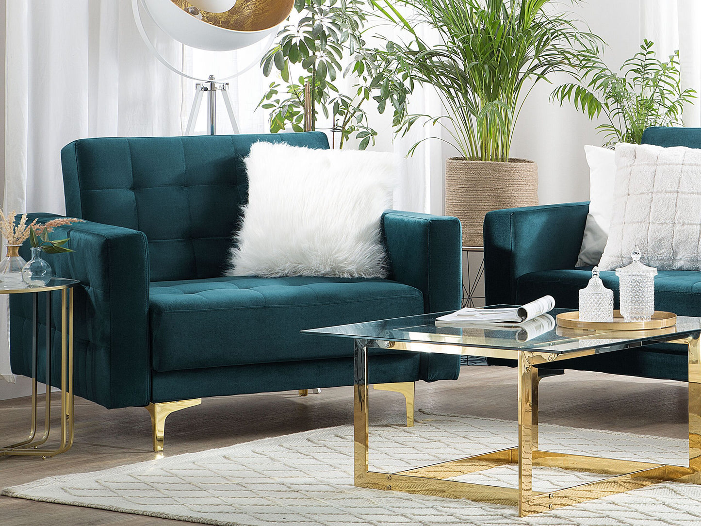 Sessel Samtstoff Blaugrün ABERDEEN