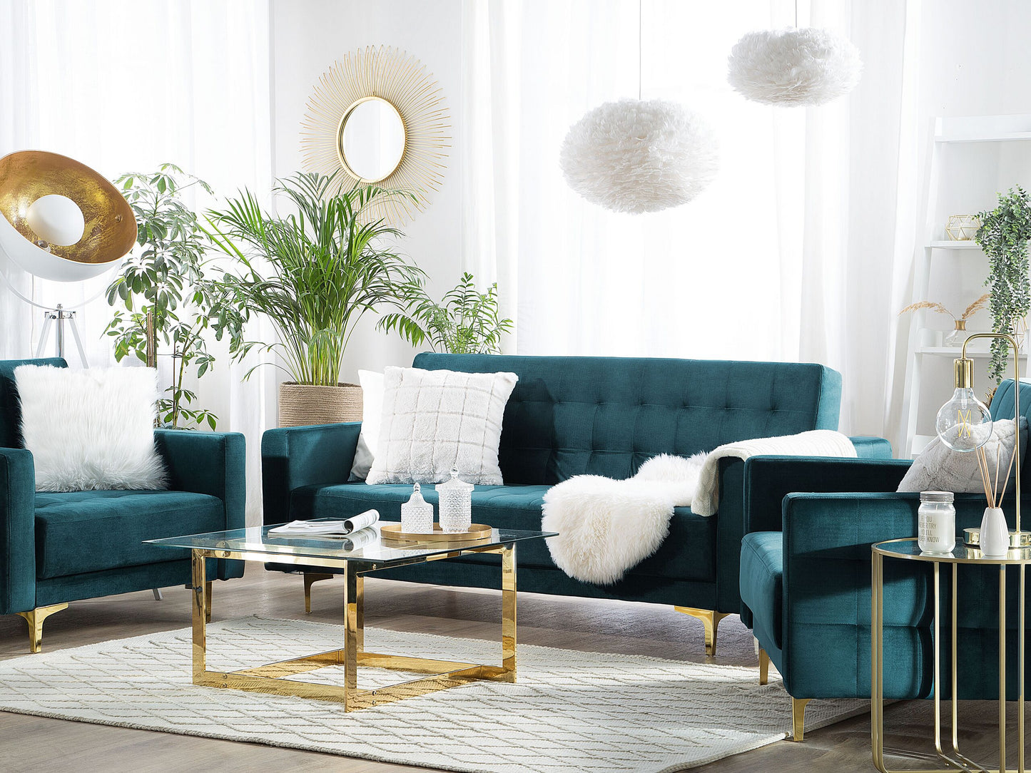 Sofa Set Samtstoff blaugrün 5-Sitzer ABERDEEN