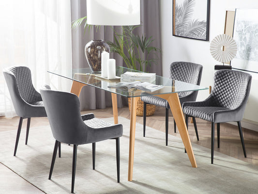 Esszimmerstuhl 2er Set SOLANO Samtstoff Grau