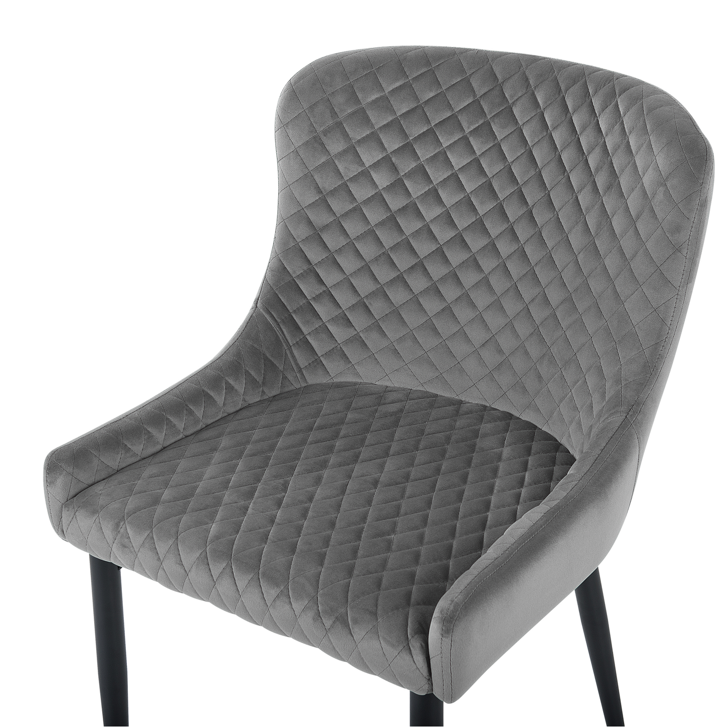 Esszimmerstuhl 2er Set SOLANO Samtstoff Grau