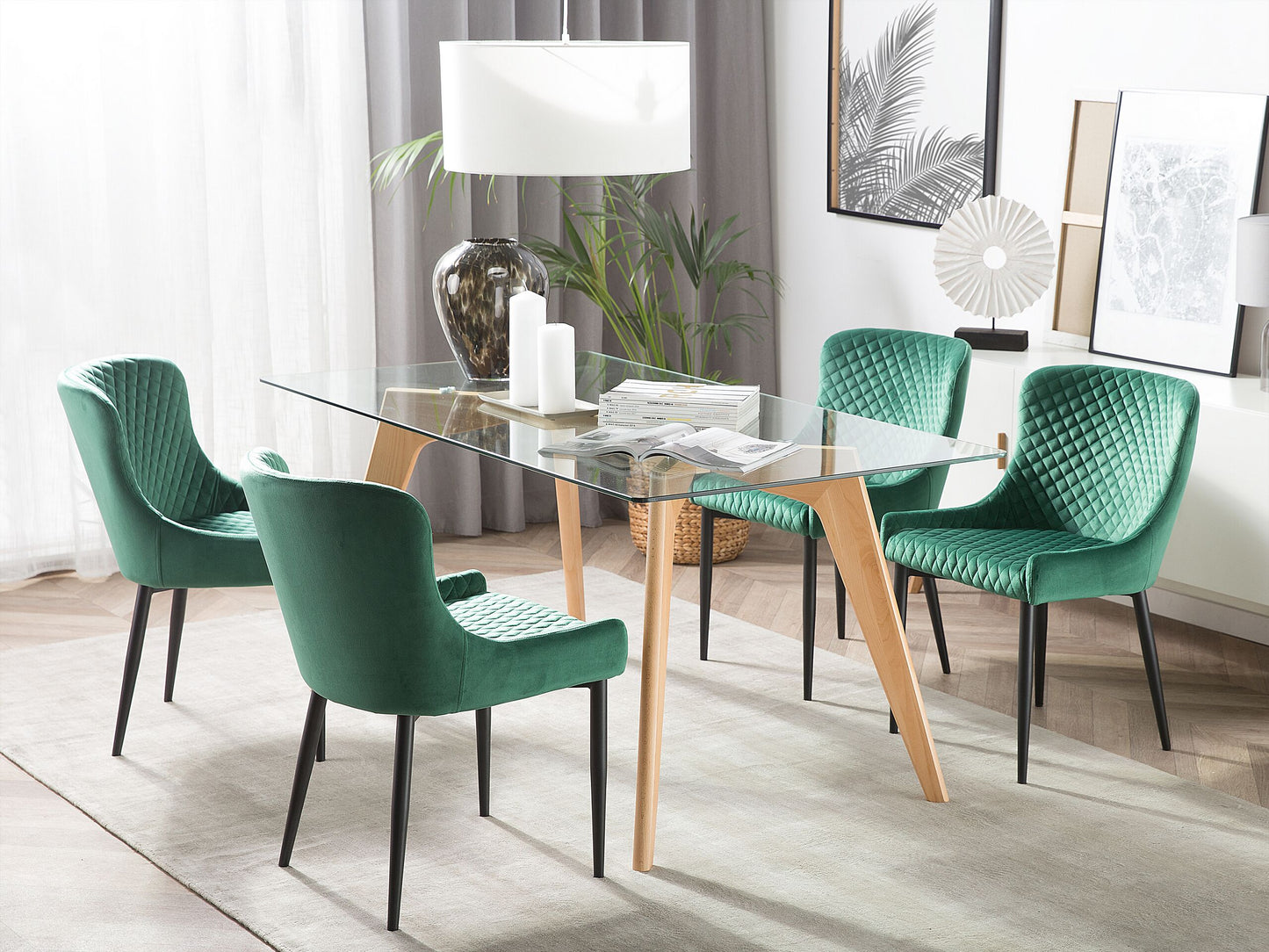 Esszimmerstuhl 2er Set Samtstoff Grün SOLANO