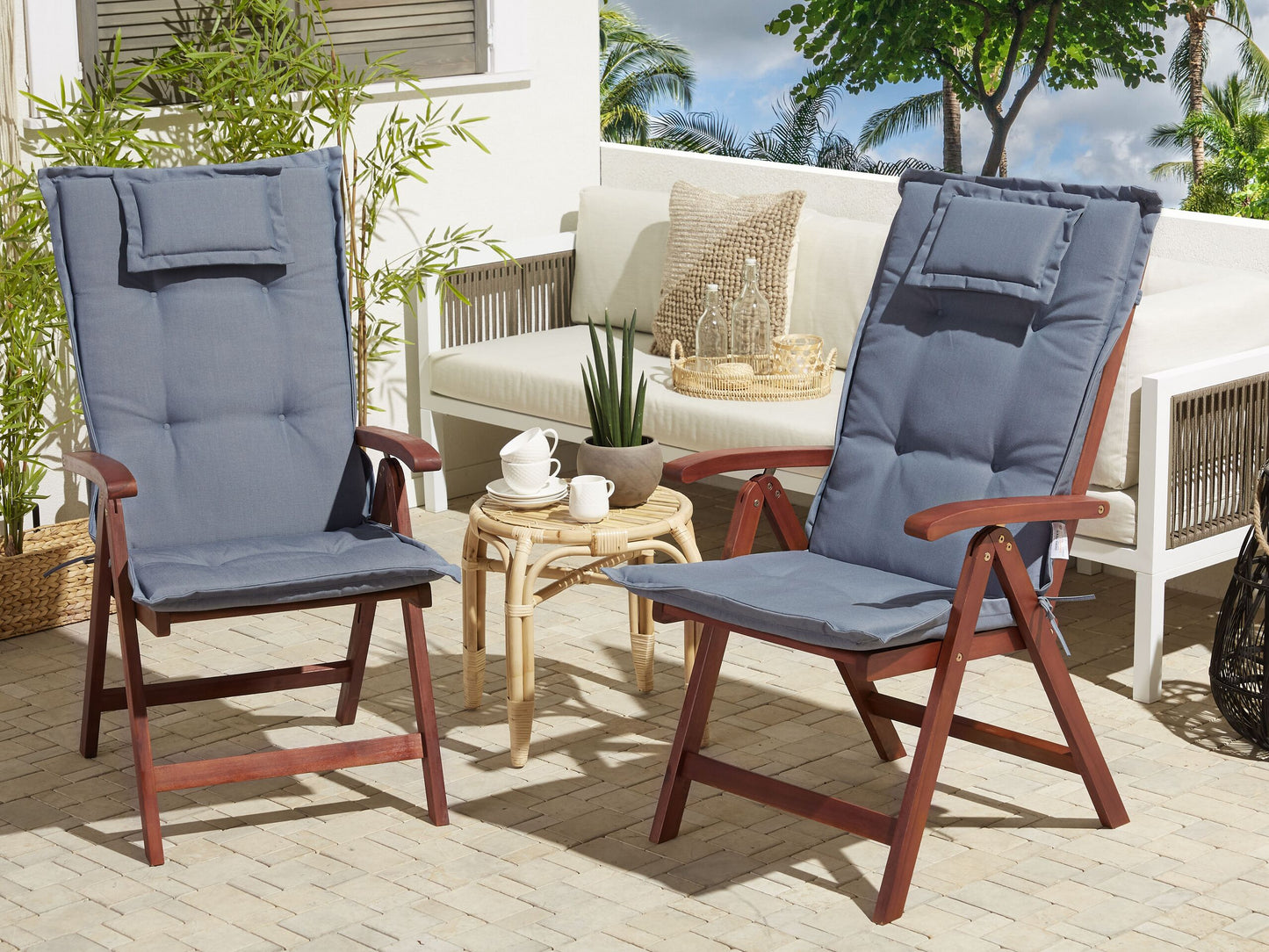 Gartenstuhlkissen 2er Set TOSCANA 50 x 70 cm Blau