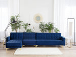 Modulsofa Samtstoff Schlaffunktion marineblau rechtsseitig ABERDEEN