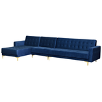 Modulsofa Samtstoff Schlaffunktion marineblau rechtsseitig ABERDEEN
