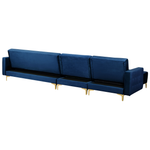 Modulsofa Samtstoff Schlaffunktion marineblau rechtsseitig ABERDEEN