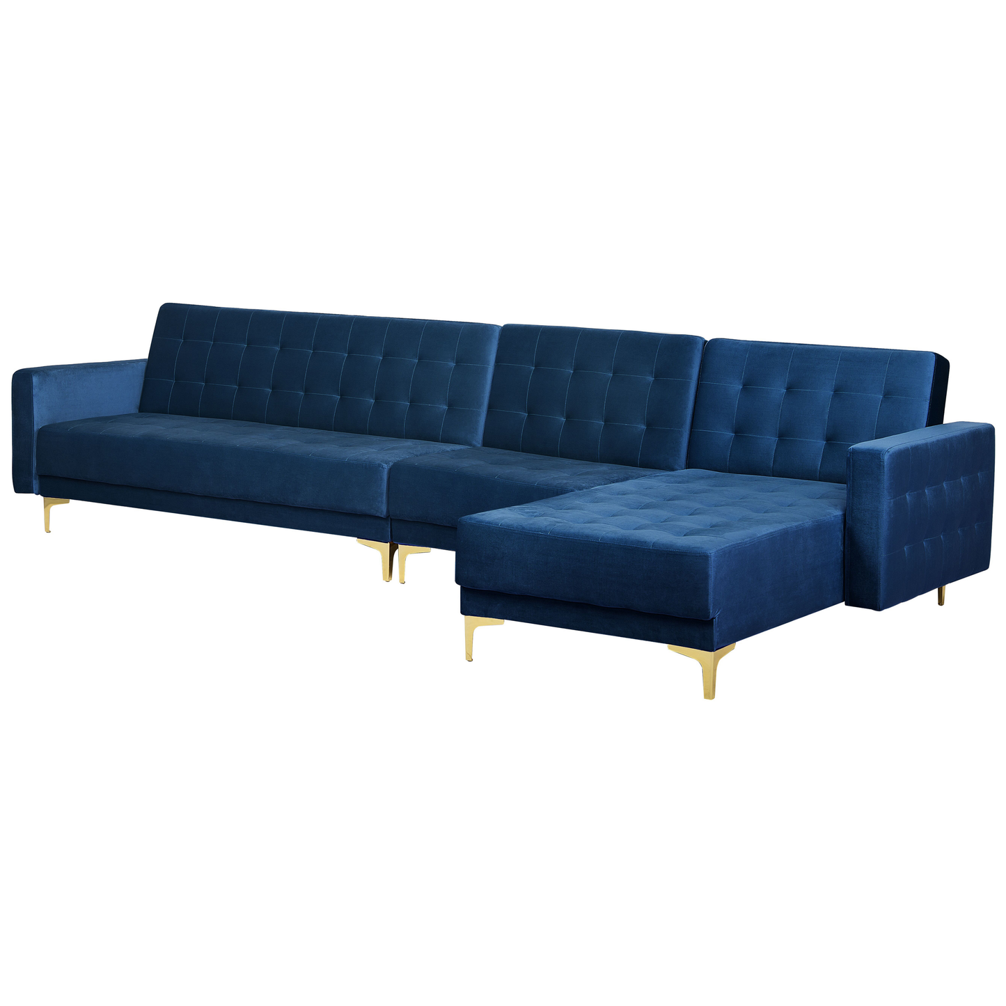 Modulsofa Samtstoff Schlaffunktion marineblau linksseitig ABERDEEN