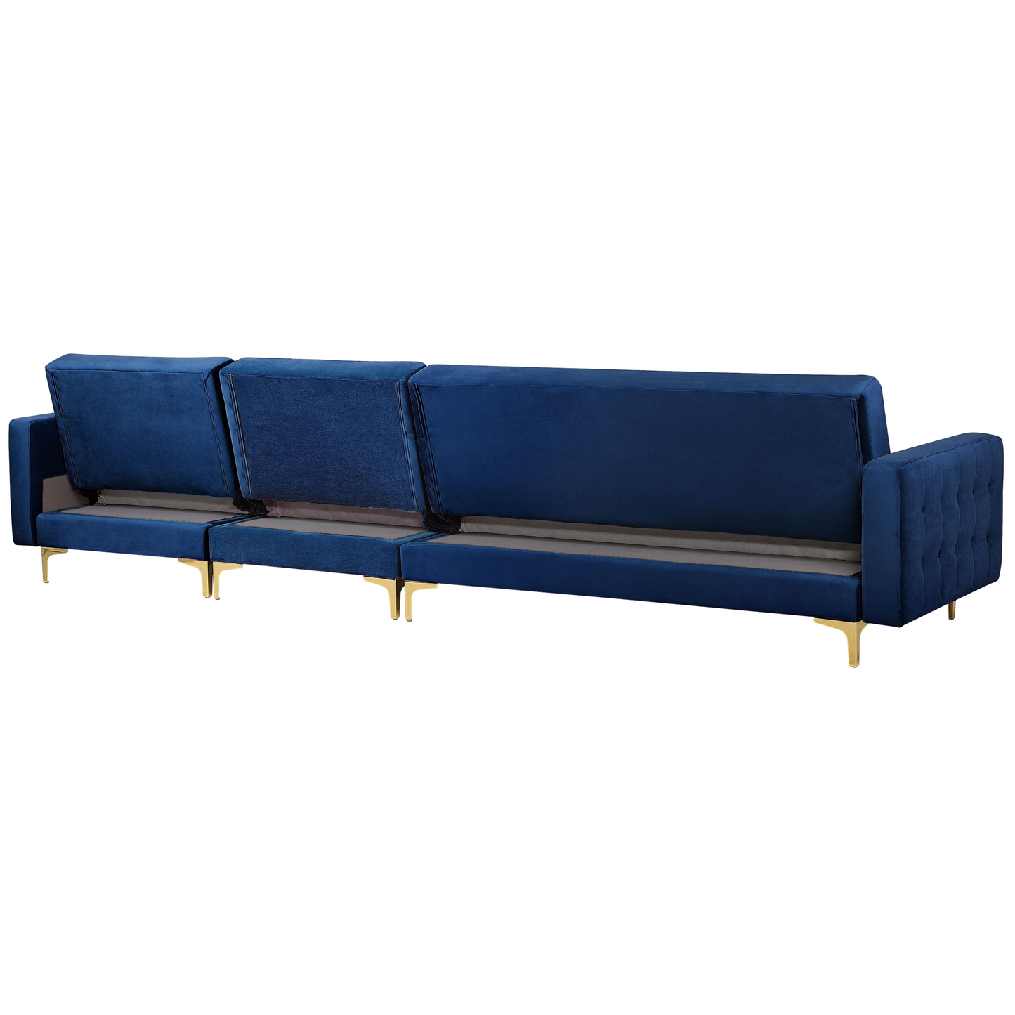Modulsofa Samtstoff Schlaffunktion marineblau linksseitig ABERDEEN