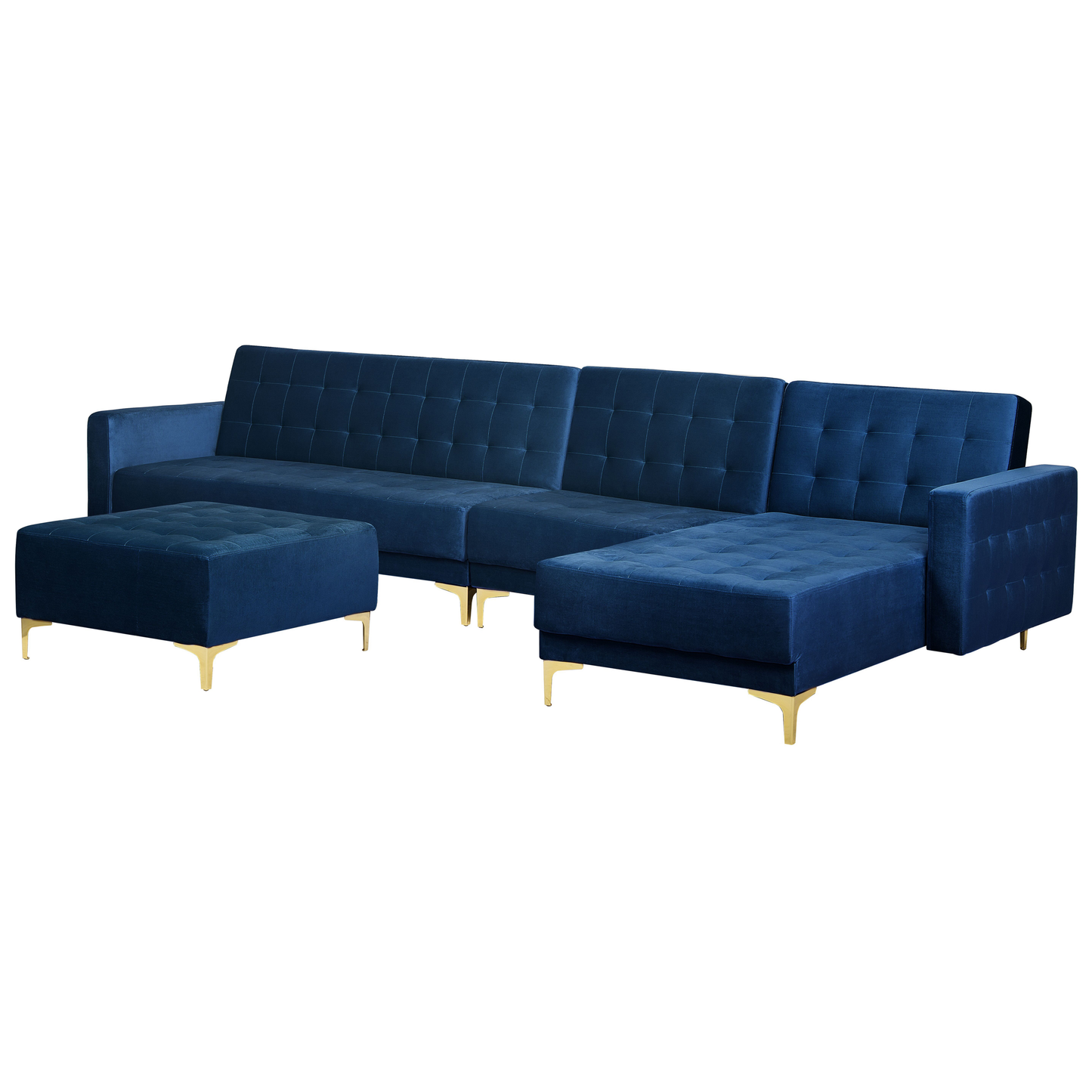 Modulsofa Samtstoff Schlaffunktion marineblau linksseitig Ottomane ABERDEEN