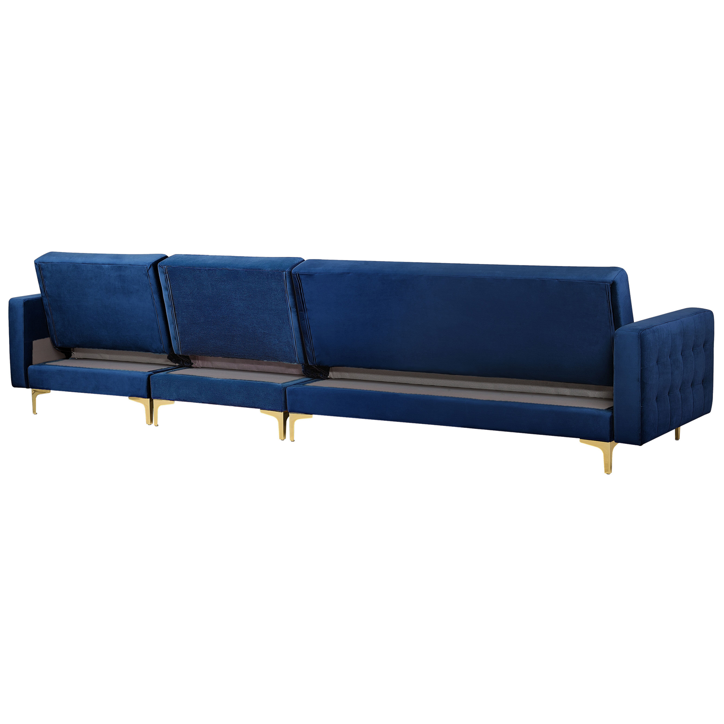 Modulsofa Samtstoff Schlaffunktion marineblau linksseitig Ottomane ABERDEEN