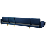 Wohnlandschaft Samtstoff marineblau mit Ottomane ABERDEEN