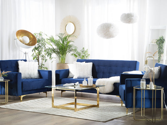 Sofa Set Samtstoff marineblau 5-Sitzer ABERDEEN