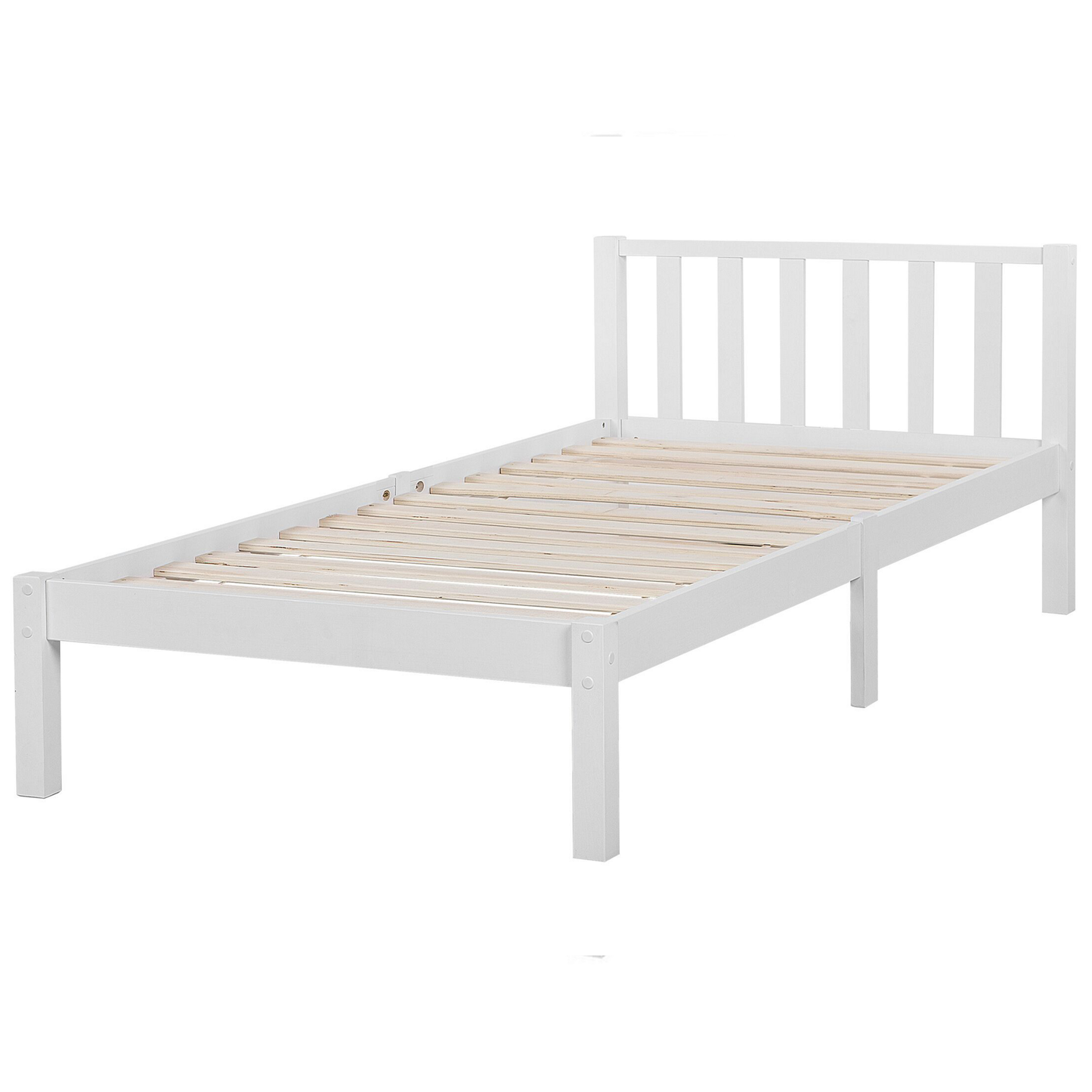 Bett mit Lattenrost Kiefernholz FLORAC 90 x 200 cm Weiss