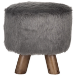 Hocker Felloptik / Gummibaumholz grau IOWA