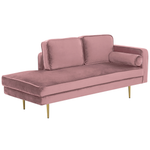 Chaiselongue Samtstoff rosa rechtsseitig MIRAMAS