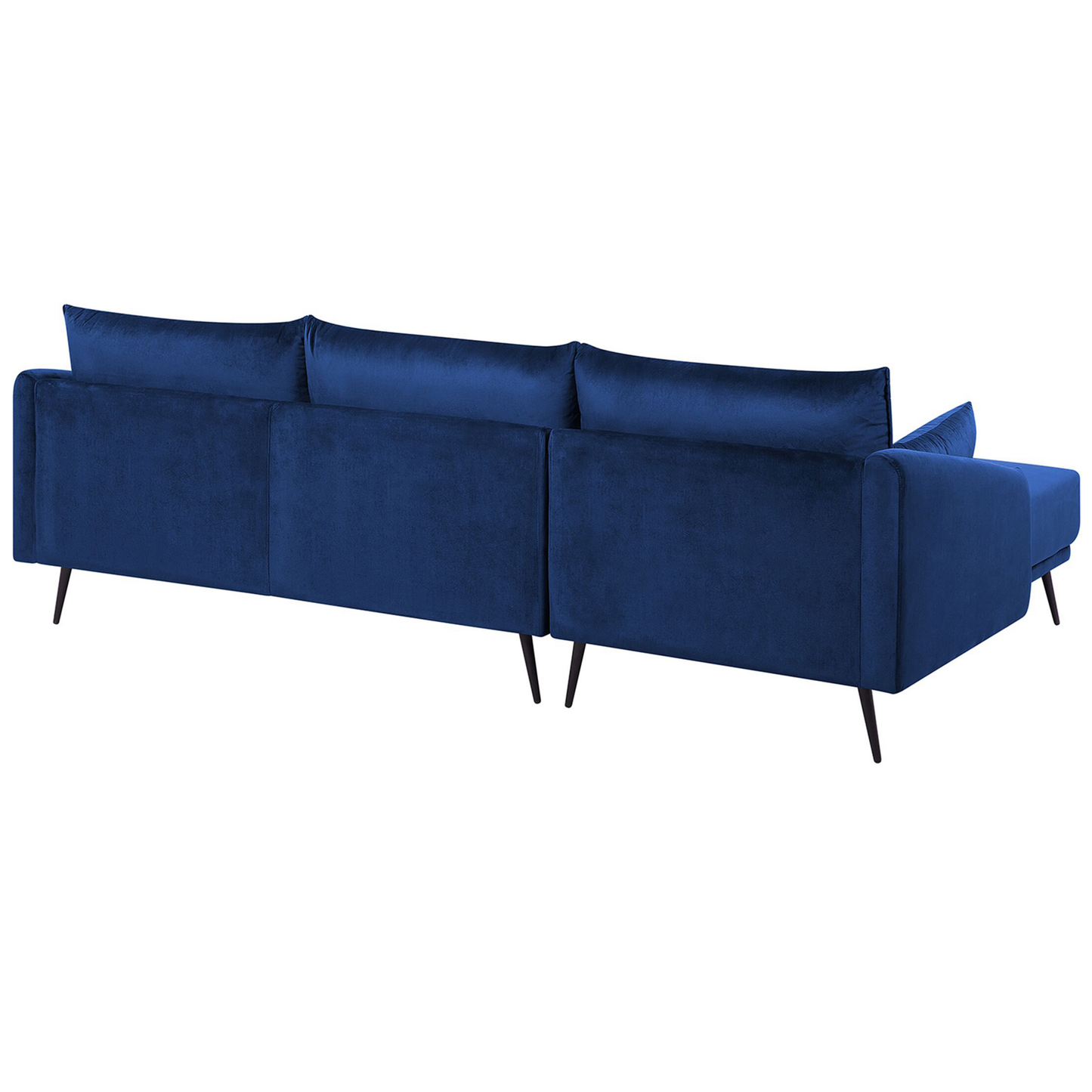Ecksofa Samtstoff marineblau mit LED-Beleuchtung rechtsseitig VARDE