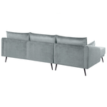 Ecksofa Samtstoff grau mit LED-Beleuchtung rechtsseitig VARDE