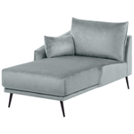 Ecksofa Samtstoff grau mit LED-Beleuchtung rechtsseitig VARDE