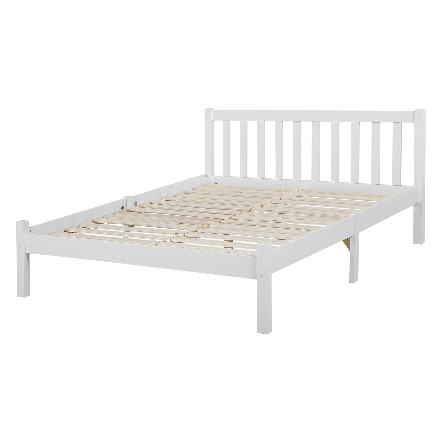 Bett mit Lattenrost Kiefernholz FLORAC 140 x 200 cm Weiss