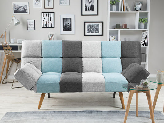 3-Sitzer Schlafsofa Patchwork grau / blau INGARO