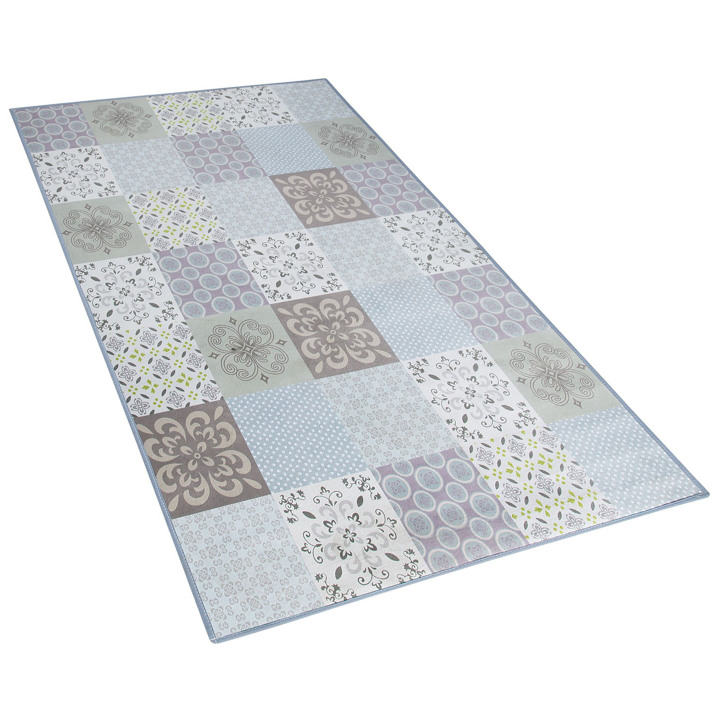 Teppich bunt  80 x 150 cm Mosaik-Muster Kurzflor INKAYA