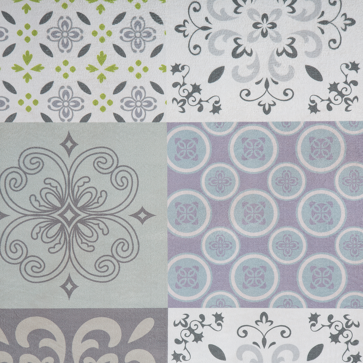 Teppich bunt  80 x 150 cm Mosaik-Muster Kurzflor INKAYA