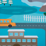 Kinderteppich blau 80 x 150 cm Stadt-Motiv Kurzflor KIGI