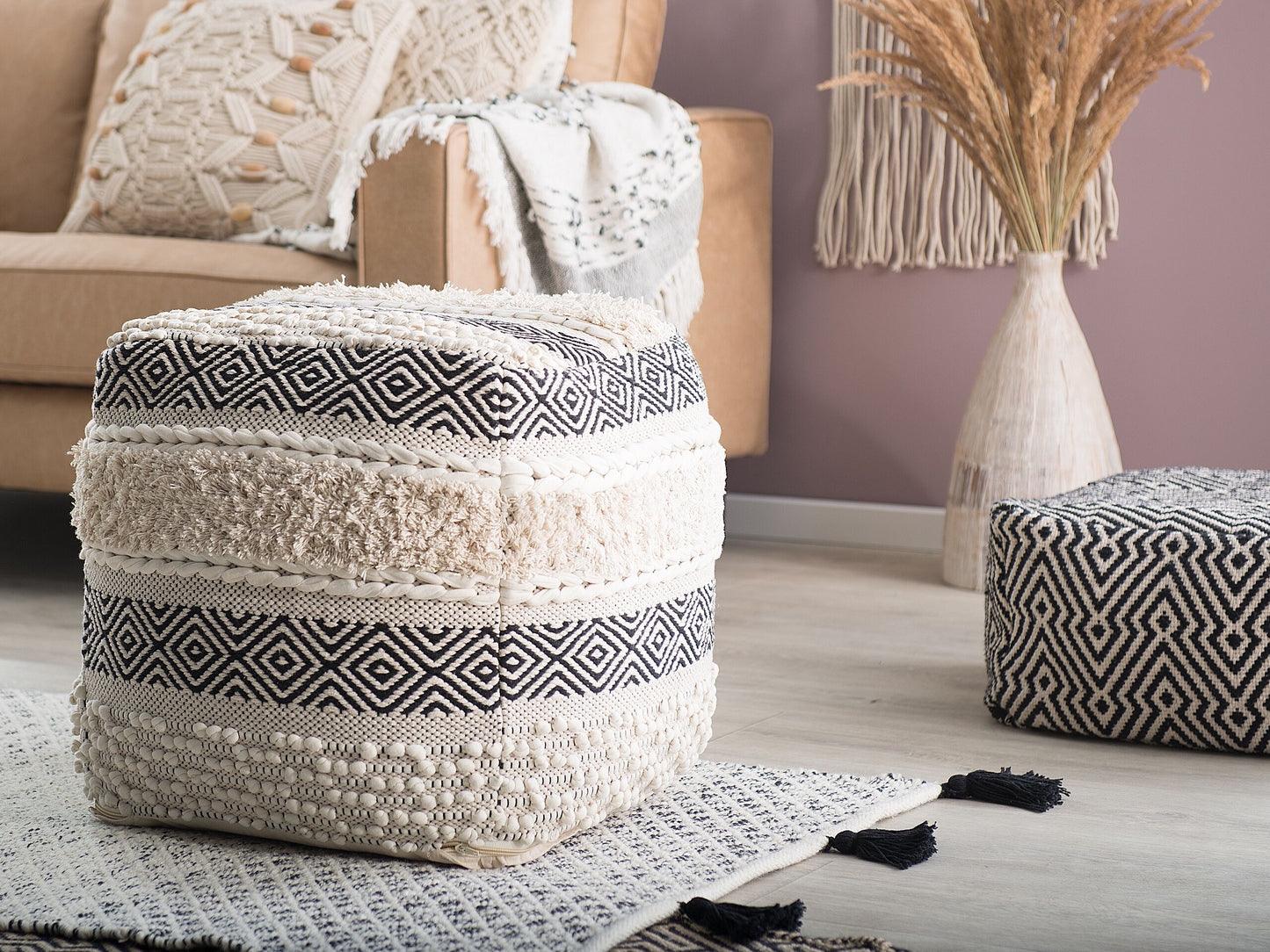 Pouf cremeweiss 50 x 50 cm KANAM